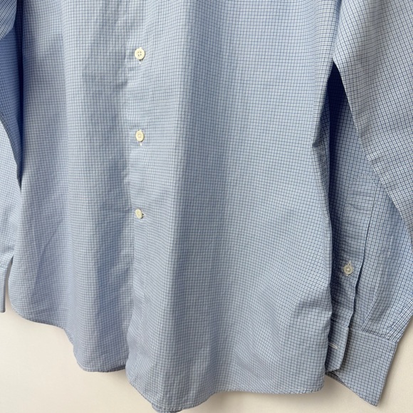NWOT Canali Men’s Luxury Italian Shirt Sky Blue Checkered Dress Shirt, L - Picture 6 of 9